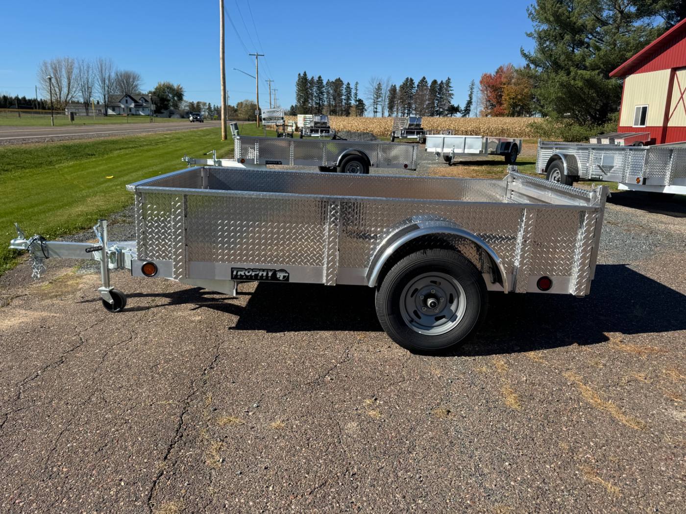 2027 Trophy 5x8 Aluminum Trailer, Diamond Plate Sides, Single Axle, Stacked Ramp, photo 2