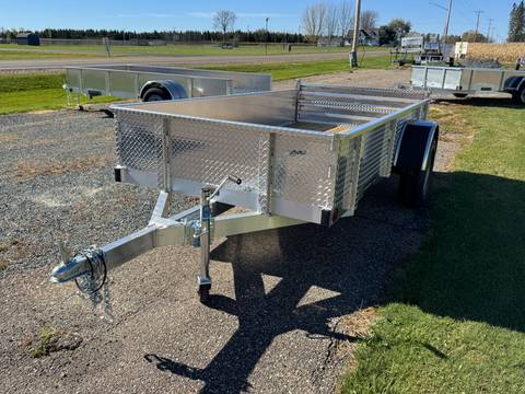 2027 Trophy 5x10 Aluminum Trailer, Diamond Plate Sides, Single Axle, Stacked Ramp