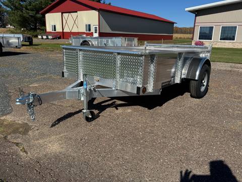 2027 Trophy 5x8 Aluminum Trailer, Diamond Plate Sides, Single Axle, Stacked Ramp